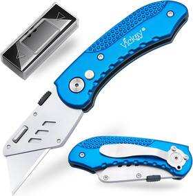 Sp2-b Vickay Folding Utility Knife Heavy Duty Box Cutter With 5 Sk5 Quick Change Blade