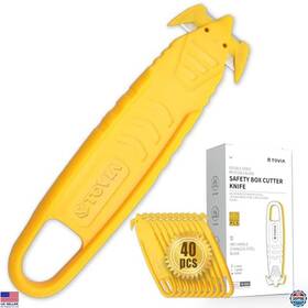 Visit The T Tovia Store Hka61-yl-s40 40 Pcs Safety Box Cutters - Double-sided Blades Stainless Steel Knives