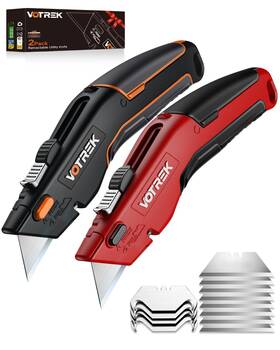 Vot-uk001-2p Votrek 2-pack Box Cutter Utility Knife 2-in-1 Retractable Heavy Dut