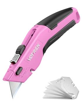 Vot-uk001-c Votrek Box Cutter Utility Knife 2-in-1 Safety Retractable For Women Q Vot-uk001-c Votrek Box Cutter Utility Knife 2-in-1 Safety Retractable For Women Q