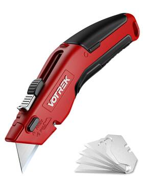 Vot-uk001-r Votrek Box Cutter Utility Knife 2-in-1 Retractable Heavy Duty Safety Vot-uk001-r Votrek Box Cutter Utility Knife 2-in-1 Retractable Heavy Duty Safety