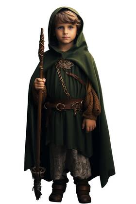 Zq118us3 Vzqi Green Renaissance Costume For Boys - Kids Medieval Cloak Kid M