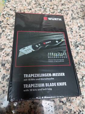 W Rth 058794187847 Wurth Utility Knife Set Trapezium Blade With 10 Bits And Belt Bag 071566516