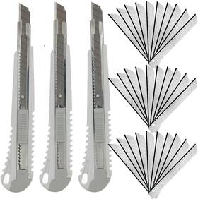 3wd30dp Wekoil 9mm Snap Off Utility Knife 3 Pack High Hardness Retractable Box Cutters With 30