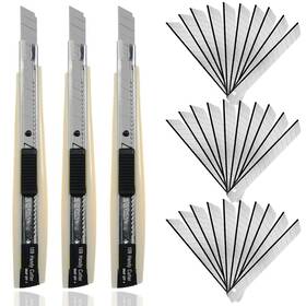 Jygd-8060 Wekoil 30pcs Snap Off Utility Knife Blades With 3 Pcs Delicate 9mm Auto Lock Art Kni