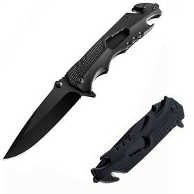Wellsure 645569770867 5-in-1 Multitool Folding Knife Stainless Steel Black - Camping With B