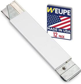 Weupe 313017249240 Retractable Box Cutter 12-pack Metal Tap Knife Made In Usa Razor Blade Cardboa