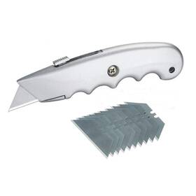 000-4855 Wideskall A0 Heavy Duty Contoured Handle Retractable Blade Utility Knife With 10 Razor Bla