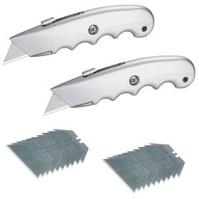 902-rc02 Wideskall 2x Heavy Duty Metal Frame Contoured Handle Retractable Utility Knife 20 Refill