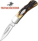 Wn14016 Winchester Single Bolster Lock Back Knife Imitation Stag Handle New