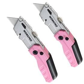 000025 Workpro 2pcs Folding Utility Knife Set With 24 Extra Blades Quick-change Box Cutter