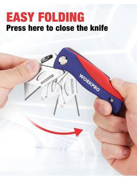 011009  Workpro Folding Utility Knife Quick-change Box Cutter 5pcs Extra Blade In Handle