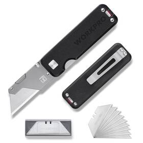 011074 Workpro Titanium Folding Utility Knife Cnc Unibody Quick Change Blade Box Cutter