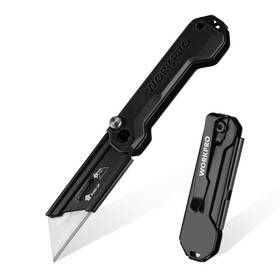 Workpro 011075 Mini Folding Utility Knife Box Cutter Quick Open Axis Lock Belt Clip Usa