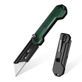 Workpro 011076 Folding Utility Knife Fast Open Box Cutter Quick Change Blade Mini