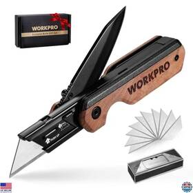 B09synny38 Workpro 2-in-1 Folding Utility Knife With Belt Clip And 10 Extra Sk5 Blades Gift Idea
