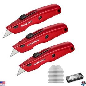B0dlffj3xy Workpro Heavy Duty Retractable Utility Knife Set 3 Box Cutters 10 Extra Blades