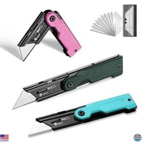 B0dszmlbyj Workpro Folding Utility Knife Set 3-pack G10 Handle With 10 Extra Blades Edc Tool