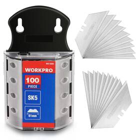 W013005 Workpro Utility Knife Blades Sk5 Steel 100-pack With Dispenser