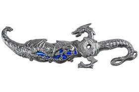 H-858-bl Wuu Jau 608866588917 Dragon Display Dagger 10 Inch Blue
