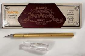 1899-1999 X-acto 079946310009 Gold Plated #1 Knife Hunt Commemorative Series Rare Wood Case