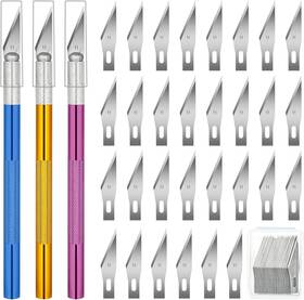 Ak0103 Xekigu 3 Pcs Exacto Knnife Hobby Craft Knives With 30 Spare Multicolor