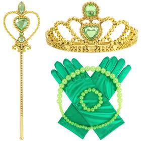 Xiangguanqianying 710627912906 Princess Dress Up Accessories Gold Crown And Wand Set With Girls Large Green