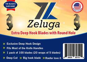 Zeluga 744759478023 Utility Deep Hook Blades 100-piece Carbon Steel Razor For Roofing And Carp