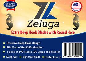 Dhb100bp Zeluga 19-328 100 Pieces Utility Deep Hook Blades With Round Hole Carbon Steel