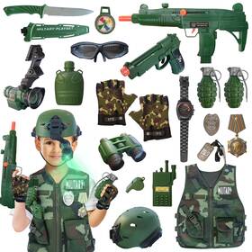 M012a Zirseng 20 Piece Army Costume For Kids Soldier Military Dress Up Boys F Green M012a Zirseng 20 Piece Army Costume For Kids Soldier Military Dress Up Boys F Green