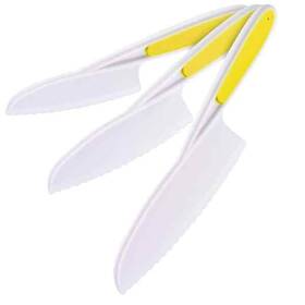 Zulay Kitchen 093674193697 3-piece Yellow Plastic Material Safety Knife Set For Kids With Nylon Knives