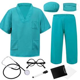 Green1 Zzihan 792936877350 Kids Doctor Costume Green Medical Scrubs With 10-12/150