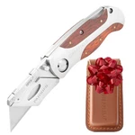 Sheffield 12818 Folding Utility Knife W/ Leather Sheath, Quick-change Blade Gift. Fixed Price $42.51.