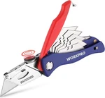 Workpro Folding Utility Knife, Quick-change Box Cutter, Blade Storage 0, Blue. Fixed Price $23.15.