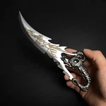 7.5" Fantasy Dragon Knife With Wood Display Stand, Silver. Fixed Price $22.99.