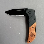 7.5 Wood Handle Husky Lock Back Folding Pocket Knife Serated Blade 1002 917 603. Fixed Price $20.00.