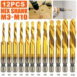 6PCS 1/4" Hss Hex Shank Titanium Plated Screw Thread Drill Bits Set M3 - M10 Tap. Fixed Price $11.65.