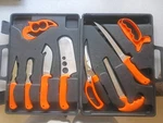 Ruko Game Processing Set 9PC Orange Hunting Knives, Saw, Shears, Outdoor Edge. Fixed Price $40.00.