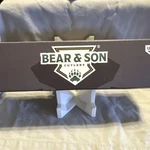 Bear & Son Fixed Blade Hunting Knife Stainless Steel Bone Handle Sheath. Fixed Price $47.50.