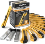 Nicpro 15 Pack Utility Knives With 30 Pcs Extra Blades, Plastic Box Cutters Bulk. Fixed Price $21.66.