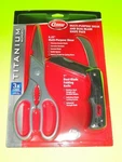 Clauss Titanium 8.25" Shear Cutting Scissors +7" Dual Blade Folding Pocket Knife. Fixed Price $21.06.