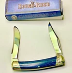 Rough Rider -- Large 4.4" Denim Micarta Moose W/ 3.5" Blades (new) In Box. Fixed Price $24.00.