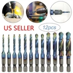 12PCS Hss Hex Shank Drill Bits Tap M3-M10 Metric Sae Screw Thread Set. Fixed Price $16.06.