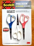 New Scotch 3M 8" Scissor Pack, Precision Ultra Edge Titanium Blades, Soft Grip. Fixed Price $10.95.
