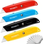 Rexbeti 4-PACK Utility Knife, Heavy Duty Aluminum Shell Retractable Box Cutter. Fixed Price $21.10.