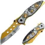 8.5" Dark Fantasy Blades Edc Folding Pocket Knife 420 Steel Gold. Fixed Price $18.99.