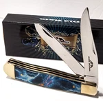 4" Smooth Blue Lightening Comet Acrylic 2 Blade Trapper Folding Pocket Knife. Fixed Price $16.90.