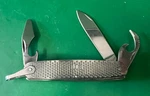 Army Style Stainless Steel Pocket Knife- New Condition. Fixed Price $19.50.