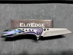 Elitedge Linerlock Pocket Knife Spring Assisted Black/purple Aluminum 10-A109BPE. Fixed Price $12.00.
