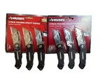 Husky 3 Folding Utility Knife With Locking Back And Texture Grip (2PACK). Fixed Price $34.00.